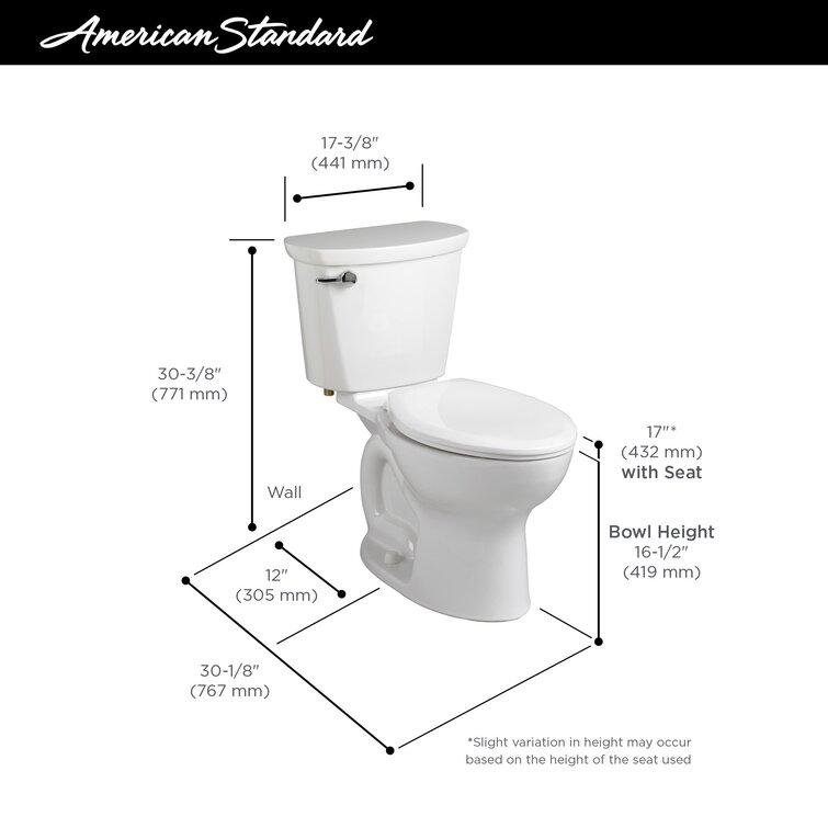 American Standard Cadet 1.6 GPF Elongated Two-Piece Toilet (Seat 